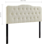 Modway Annabel Tufted Button Linen Fabric Upholstered King Headboard in Ivory