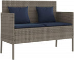 Gray Patio Bench with Storage, PE Rattan Outdoor Storage Bench with Cushions and Waterproof Bag, Garden Seat for Cushions and Towels