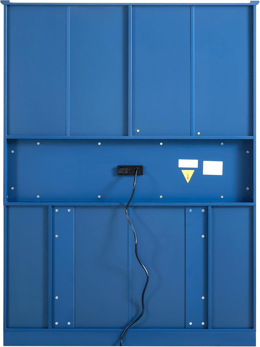 71" Tall Kitchen Pantry Storage Cabinet with 4 Foldable Doors, Freestanding Large Cupboard with Power Outlet, Adjustable Shelves and Wine Racks for Dining Room, Kitchen, Blue