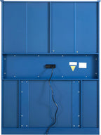 71" Tall Kitchen Pantry Storage Cabinet with 4 Foldable Doors, Freestanding Large Cupboard with Power Outlet, Adjustable Shelves and Wine Racks for Dining Room, Kitchen, Blue