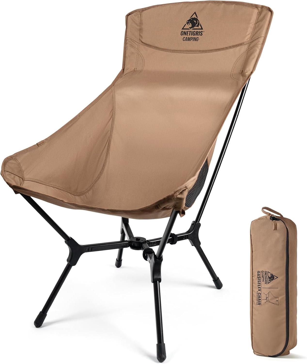 ONETIGRIS OasisFlex Camping Chair,High Back Folding Chair with Carry Bag,Great for Camping,Beach,Picnic,Park,Lawn,Sports and Outdoor Events