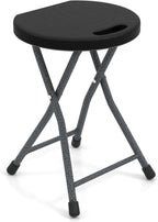 Giantex Folding Stool, 18” Height Foldable Bar Stools, Portable Folding Chairs with Built-in Carry Handle, 330lbs Capacity, Indoor & Outdoor Round Stools for Camping RV Party Event (1, Black)