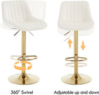 Barstools Set of 3, Golden-Cream, Adjustable Swivel Bar Stools | With Back, Armless Upholstered, Gold Bar Stool with Velvet Seat, For Kitchen Island/Cafe/Dining