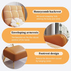 Oversized Rocking Chair with Cushion, Modern Accent Rocking Chair with PU and Solid Wood Legs, Rocking Chairs with Ottoman, Honeycomb Three-Dimensional Backrest for Bedroom, Living Room(Black)