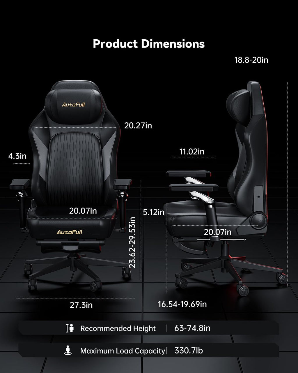 AutoFull M6 Gaming Chair, Ergonomic Office Chair with Ventilated Heating, AUTO Dynamic Tracking Lumbar Support, 6D Adjustable Armrests and Footrest