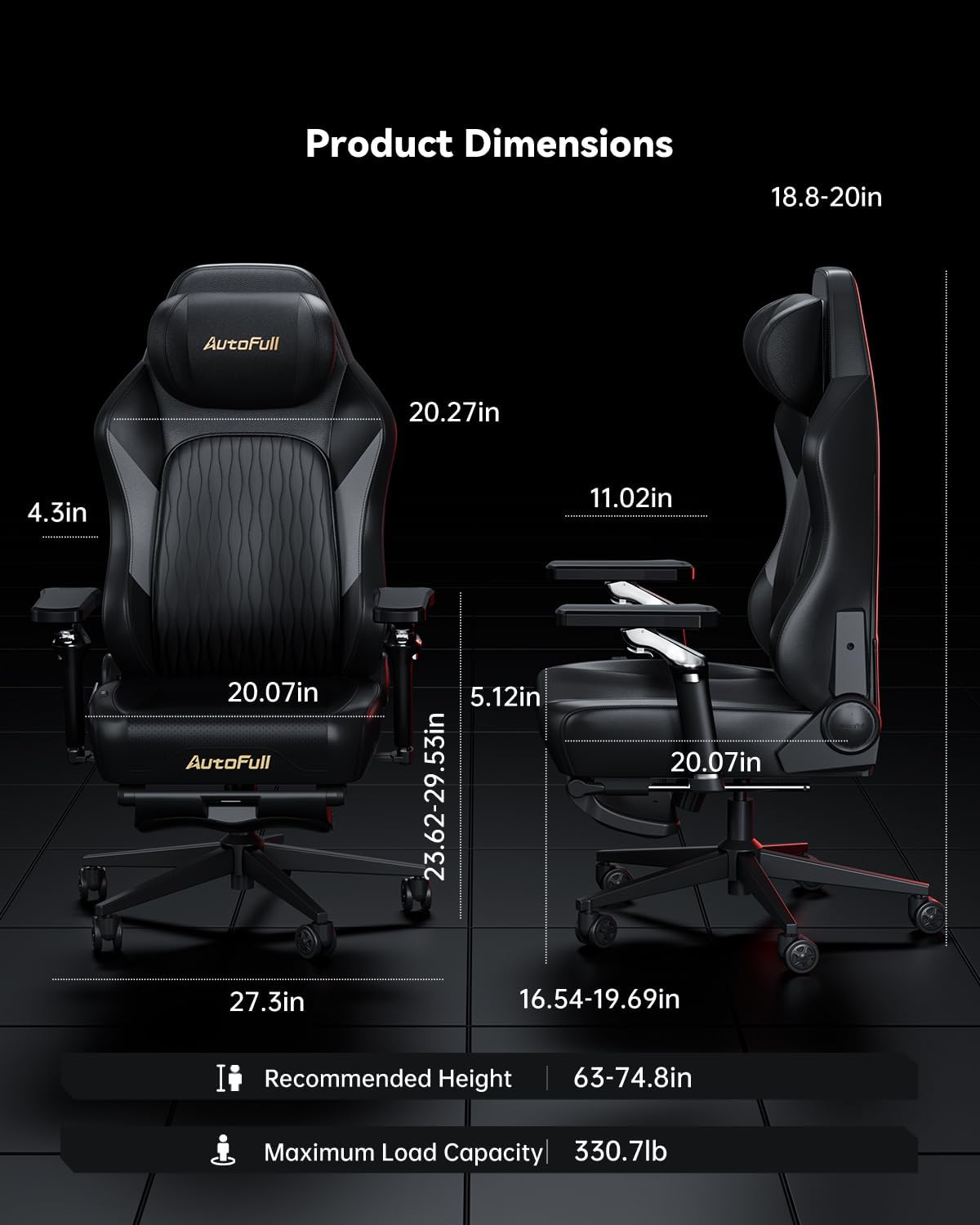 AutoFull M6 Gaming Chair, Ergonomic Office Chair with Ventilated Heating, AUTO Dynamic Tracking Lumbar Support, 6D Adjustable Armrests and Footrest
