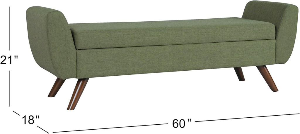 HomePop 60" Modern Storage Bench with Wood Legs - Olive Green Woven