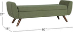 HomePop 60" Modern Storage Bench with Wood Legs - Olive Green Woven
