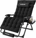 Amopatio Oversized Zero Gravity Chair XXL 33Inch Reclining Camping Lounge Chairs w/Removable Cushion&Headrest, Upgraded Lock and Footrest, Folding Patio Recliner for Indoor Outdoor, Black