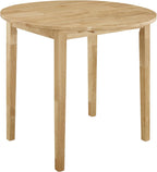 CARTESIAN 3-Piece Drop Leaf Dining Set, Natural Wood Table and 2 Chairs with Beige Cushions, Small Space Kitchen Furniture