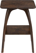 Sandstone Home LAX Mid-Century Modern Square End Table with Starburst Top – 18” Accent Table with Shelf, Rich Espresso Brown Finish, Retro Side Table or Nightstand for Living Room or Bedroom
