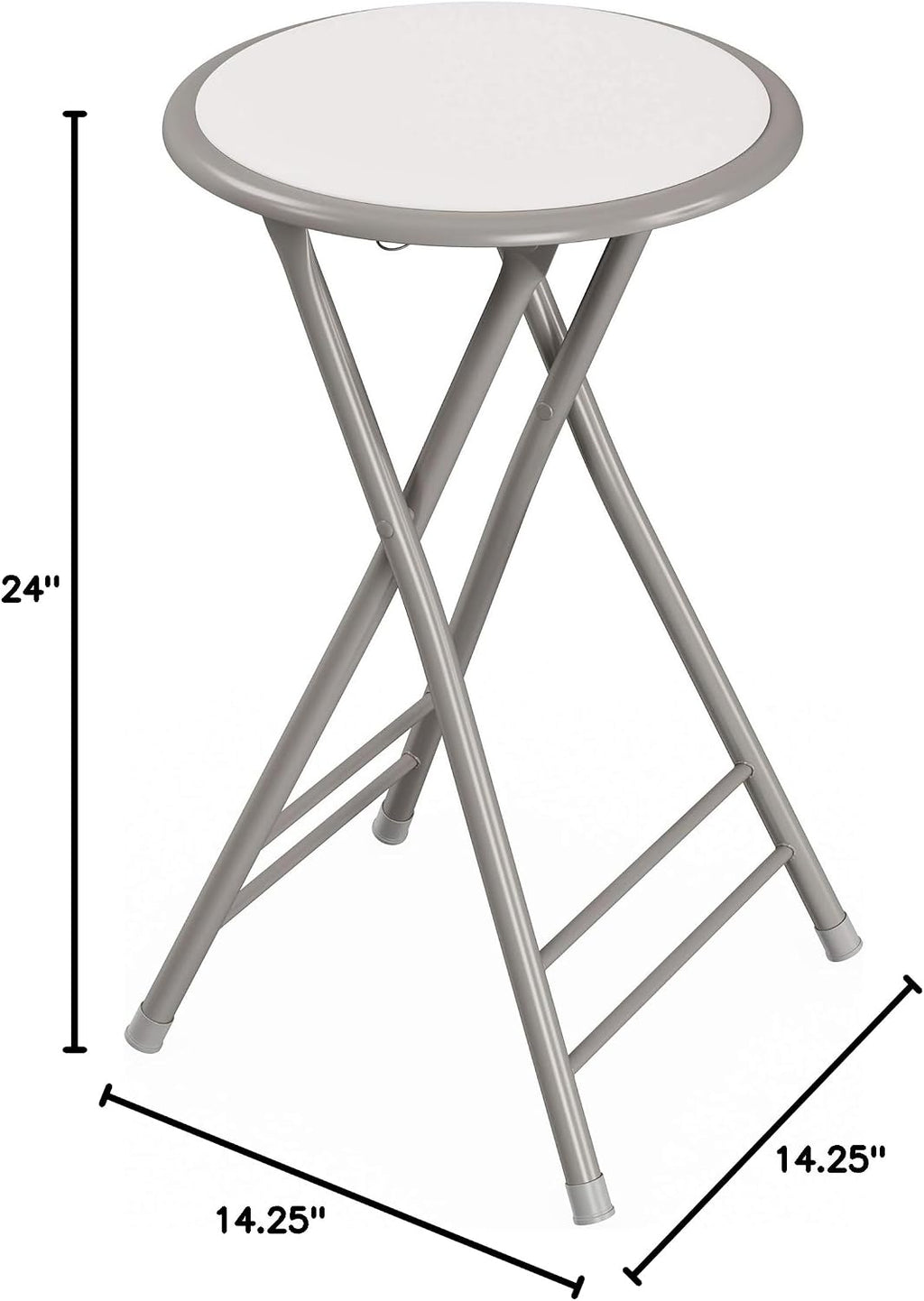 Lavish Home Folding Stool with Padded Backless Seat Set of 2, White, 24” | Counter Height Bar Stools with 225lb Capacity, Portable Indoor & Outdoor, Extra Seat for Kitchen, Rec Room or Camping
