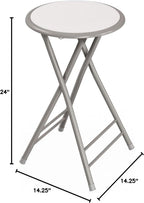 Lavish Home Folding Stool with Padded Backless Seat Set of 2, White, 24” | Counter Height Bar Stools with 225lb Capacity, Portable Indoor & Outdoor, Extra Seat for Kitchen, Rec Room or Camping