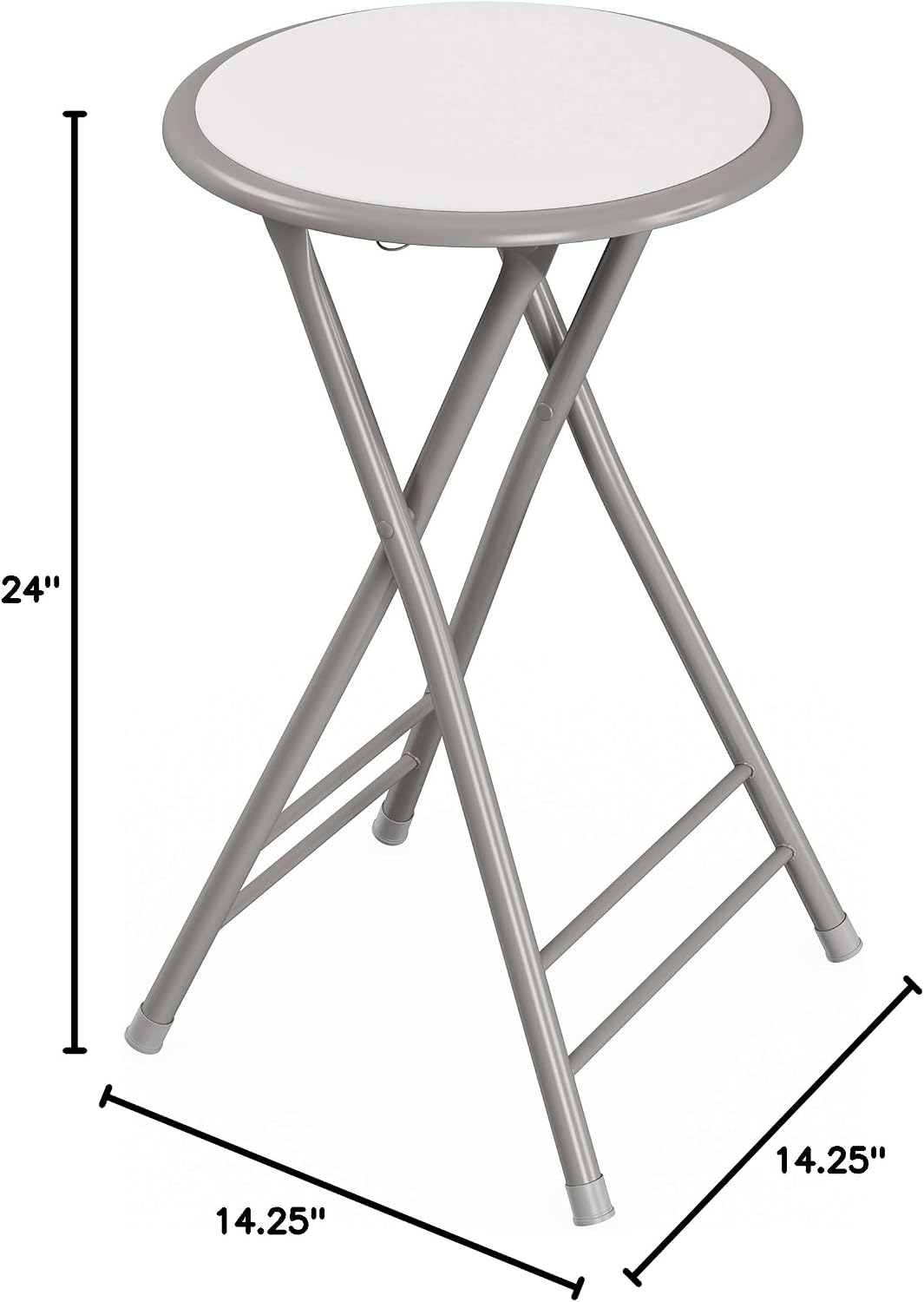 Lavish Home Folding Stool with Padded Backless Seat Set of 2, White, 24” | Counter Height Bar Stools with 225lb Capacity, Portable Indoor & Outdoor, Extra Seat for Kitchen, Rec Room or Camping
