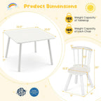 GLACER Kids Table and Chairs, 3-Piece Wooden Activity Table and Chair Set with Pine Legs & Windsor Back for Play, Reading & Learning, Playroom Nursery Furniture for Boys and Girls Ages 3+ (White)