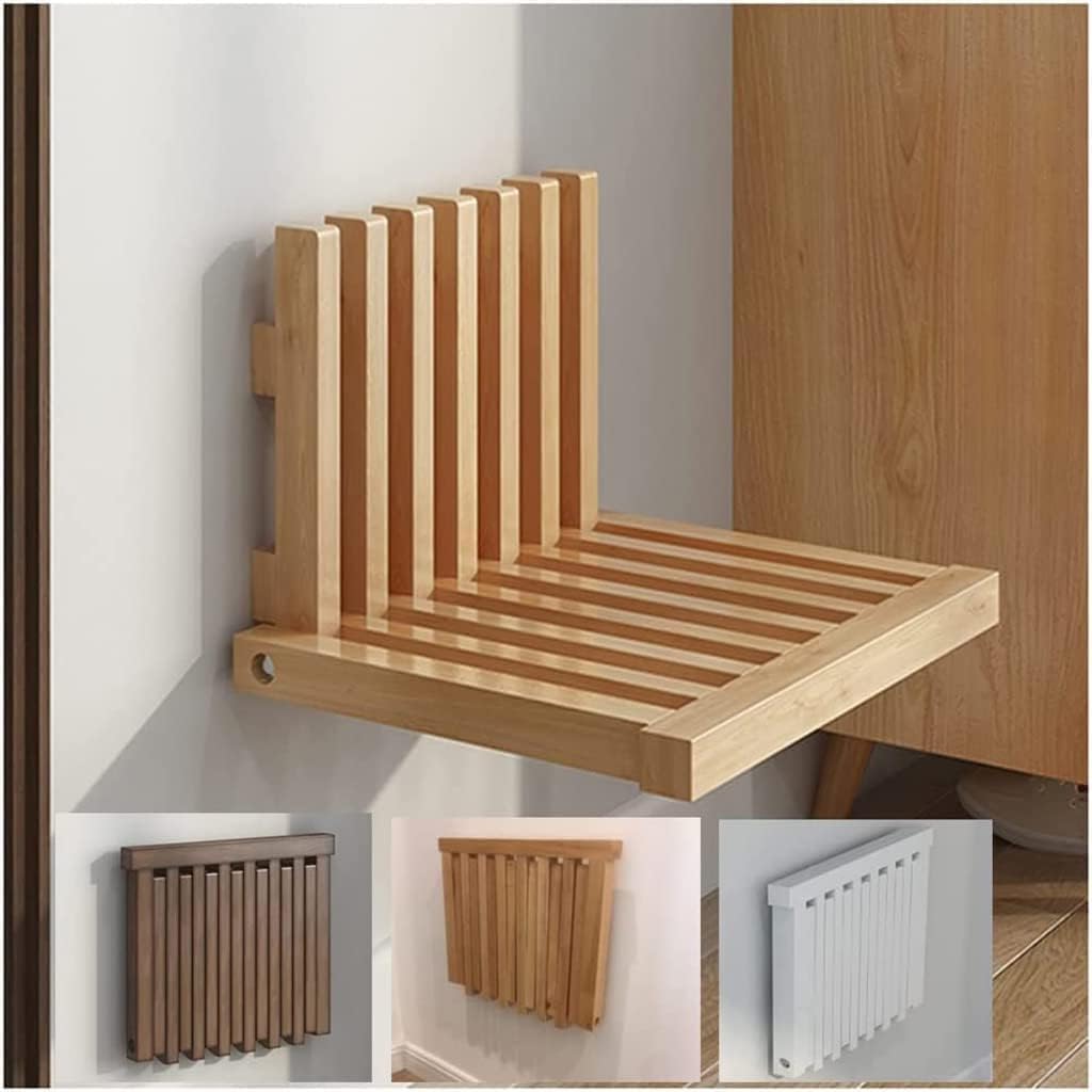 Wall-Mounted Folding Stool, Solid Wood Shoe Changing Stool, Ultra-Thin, Load-Bearing 150KG, Easy Installation