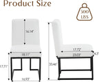 Upholstered Dining Chairs Set of 2, Modern Linen Fabric Kitchen & Dining Room Chairs with Metal Legs, Cuverd Back Comfy Side Chair for Dinner, Living Room, Reception, White