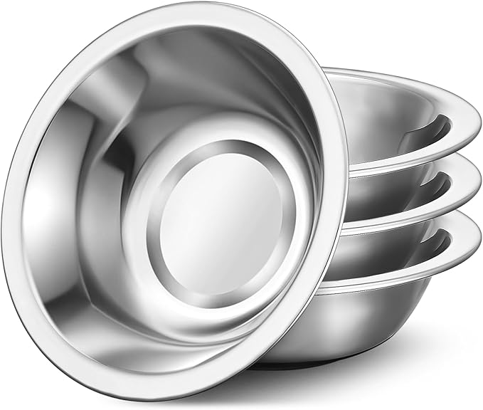 304(18/8) Stainless Steel Mixing Bowls for Kitchen, 4 Pack 8.7" 34.88 fl.oz Metal Mixing Bowls Set Stackable for Baking Serving Cooking Food Prep Storage Dishwasher Safe Lightweight
