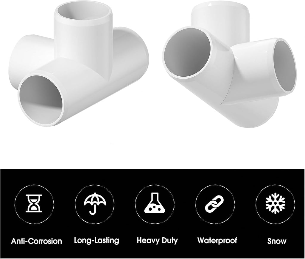 4PCS 1-1/2Inch Elbow Fittings, 4-Way Heavy Duty PVC Pipe Fitting, Corner Fitting for Water Supplies & DIY Garden Shelf