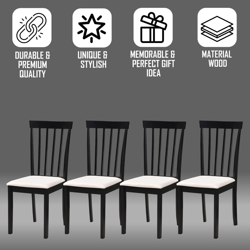 Kings Brand Furniture - Set of 4 Wood Dining Chairs - Upholstered Modern Dining Room Kitchen Armless Side Chair, Black