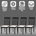 Kings Brand Furniture - Set of 4 Wood Dining Chairs - Upholstered Modern Dining Room Kitchen Armless Side Chair, Black