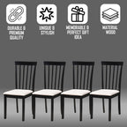Kings Brand Furniture - Set of 4 Wood Dining Chairs - Upholstered Modern Dining Room Kitchen Armless Side Chair, Black