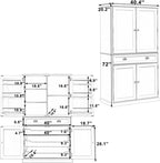 VilroCaz Freestanding 4 Doors Kitchen Pantry, Wood Kitchen Cupboard Storage Cabinet with 6 Door Shelves, Drawer and 3 Pull-Out Trays for Dining Room (Blue-4.14)