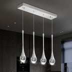 Dining Room Light Fixture 4-Light Silver Kitchen Island Lighting Industrial Linear Crystal Chandeliers for Dining Room Pendant Light Fixture for Living Room Hallway Bedroom