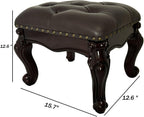 Leather Foot Stool,Vintage Footstools,Wooden Footrest,Upholstered Foot Rest for Living Room,Sofa,Entryway (Walnut)