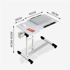 LJYT Movable Table,Sofa Side Table Rotating Mobile End Table, Adjustable Desks Laptop Desk Bedside Table, Lazy Tray Bed Side Table, Multi-Functional Study Desk, Lifting and Moving (Color : White)