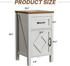 BVIUNTWO Set of 2 End Table, Modern Farmhouse Sofa Table Rustic Nightstand with Storage Cabinets and Drawers, Side Tables for Living Room, Bedroom, White