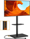 TVON Floor TV Stand with Power Outlet for 32-65 inch TVs up to 88 lbs | Swivel TV Mount Stand with Height Adjustment and Safety Wood Base for Bedroom, Office, Corner, Max VESA 400x400mm, Black
