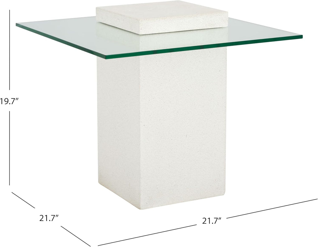 SAFAVIEH Couture Collection - Sophibeth Ivory Concrete and Glass Accent Table, Contemporary Modern Side Table, Sculptural Display Design (SFV2610A)