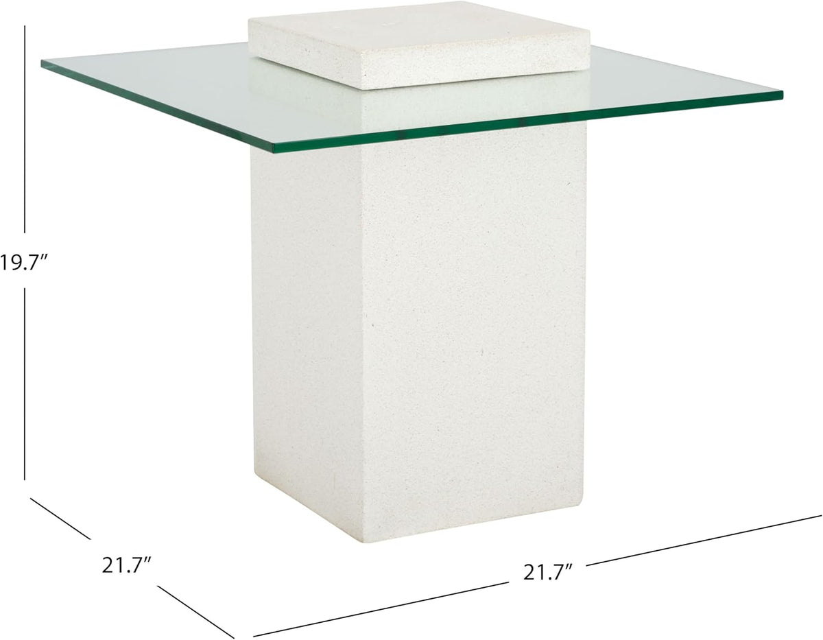 SAFAVIEH Couture Collection - Sophibeth Ivory Concrete and Glass Accent Table, Contemporary Modern Side Table, Sculptural Display Design (SFV2610A)
