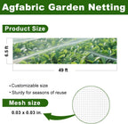 Agfabric Garden Netting 6.5'x49' Barrier Net, Bird Netting for Garden Trees Vegetable and Plants, White