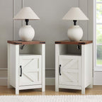 Farmhouse Coffee Table and End Table Sets of 3, 3 Piece Living Room Tables Set with Charging Station, Lift Top Coffees and 2 Nighstand, Wood Furniture Sets with Storage, White