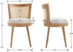 RIVOVA Modern Farmhouse Rattan Dining Chairs Set of 6 Natural Wood Kitchen Chairs Beige Upholstered Linen Dining Chairs Cane Country Dining Room Chairs