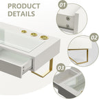 Floating Makeup Vanity Table, 31 inch Wall Mounted Desk for Bedroom, White | Floating Nightstand, Dressing Table with Drawer, Writing Desk, Saves Floor Space and Keeps Items Organized