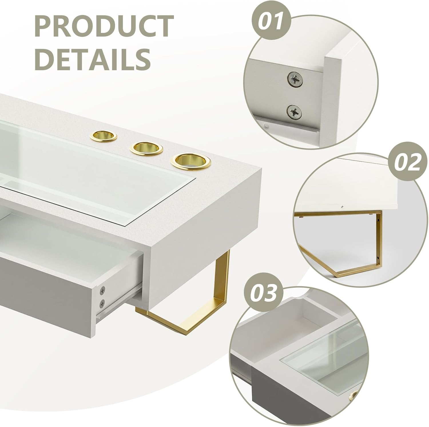 Floating Makeup Vanity Table, 31 inch Wall Mounted Desk for Bedroom, White | Floating Nightstand, Dressing Table with Drawer, Writing Desk, Saves Floor Space and Keeps Items Organized