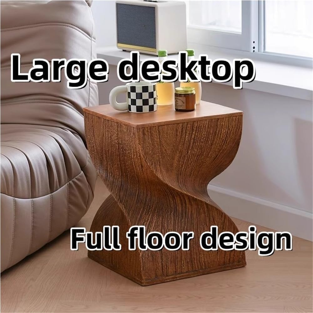 Design Side Table Magnesium Oxide End Table for Patio Living Room Bedroom Night Stand for Small Spaces(Grey)