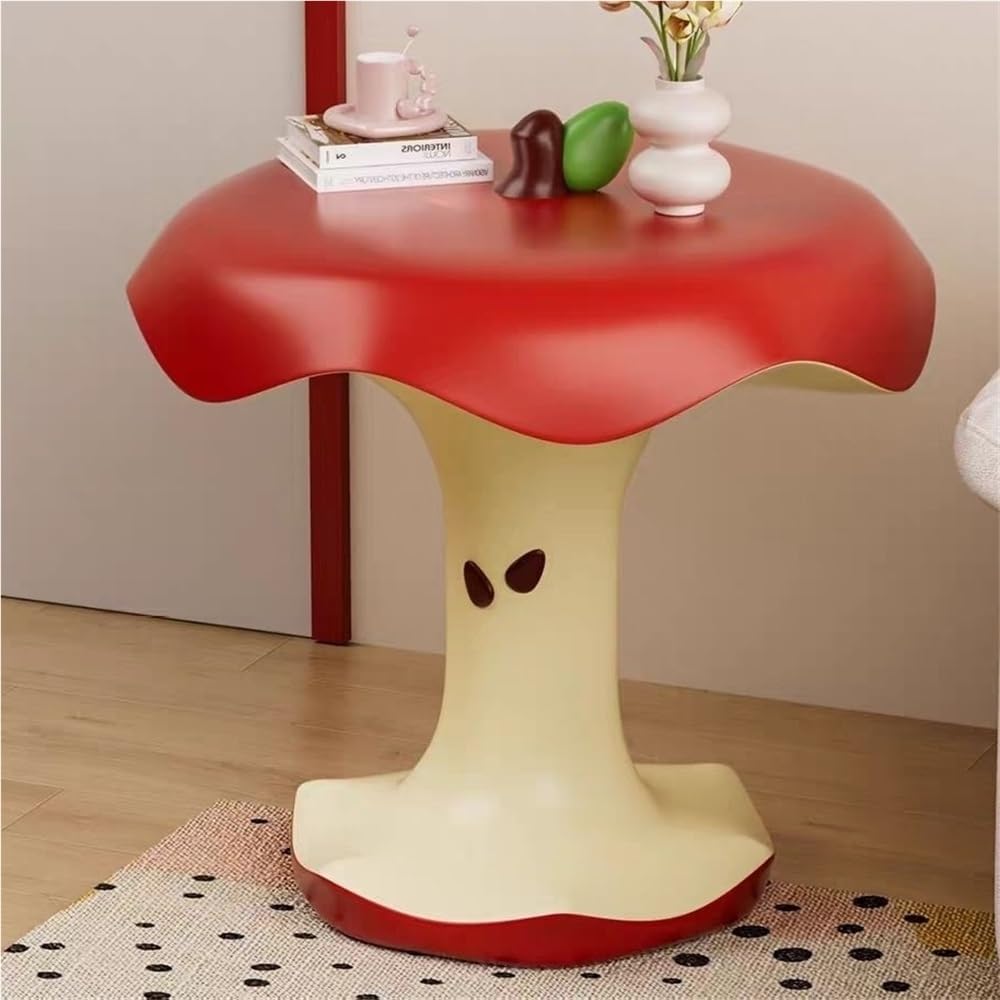 Resin Apple-Shape Side Table – Fruit Shaped Accent Table, Modern Small End Table for Living Room, Bedroom, or Entryway Décor, 18.9''W*19.7''H