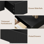 HOOBRO 39.4" Console Table with 2 Wavy Drawers, Narrow Long Entryway Table with Storage Shelf, 2 Tier Modern Sofa Table Wooden Behind Couch Table, Hallway Table for Living Room, Black BK89XG01N1