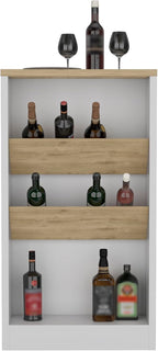 Multicolor Kitchen Island with Shelves and Tabletop | Includes two side shelves for bottle display and low shelf for essentials
