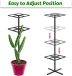 Adjustable Double-Layer Dragon Fruit Trellis Black,Durable Metal Plant Trellis Outdoor Climbing Plants Support Frame for Vertical Gardening Trees Cactus