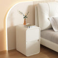 Modern Bedside Table, Minimalist Nightstand Small Narrow Side Table with 2 Drawers for Bedroom Living Room Small Space White