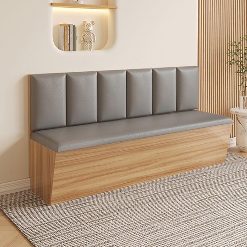 LAKIQ Modern Upholstered Storage Bench with Back - Indoor Loveseat Settee Bench Upholstered Booth Seating with Storage Back for Bedroom Dining Room Restaurant Cafe (Style A, 39.4"L x 17.7"W x 33.5"H)