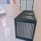 Versatile Wooden Slatted Bench - Sleek Modern Design for Dining, Entryway, Bedroom - Indoor Use with Storage Capability for Home, Kitchen, Bathroom & Beyond (Black)