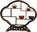 NWFashion Chinese Wooden Rosewood Display Stand Decoration 11" Curio Cabinets Shelf (Begonia)