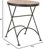 East at Main Nadine Round Folding Side Table, Sand Mango Wood & Black Iron, Small Space End Table