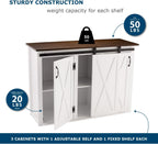 SEI Furniture - Leshire Barn-Door Kitchen Island - Transitional Design, Brown Finish - Ideal for Kitchen, Dining Room (KA1068861)